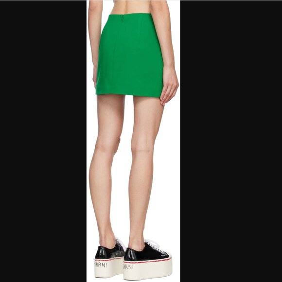Pushbutton SSENE Exclusive Green Slit-Cut Miniskirt - Picture 3 of 4